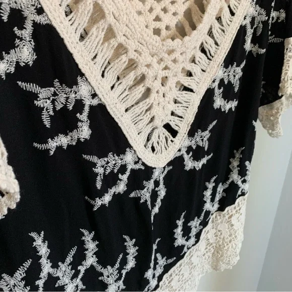 Solitaire | Size L Crochet Top Bohemian Western Festival Short Sleeve Festival - Picture 10 of 12